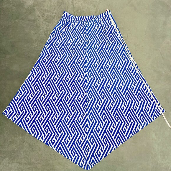 Chico's Skirt Size 0 Small Blue & White Midi Asymmetrical Hem Pull On Summer - Picture 12 of 15